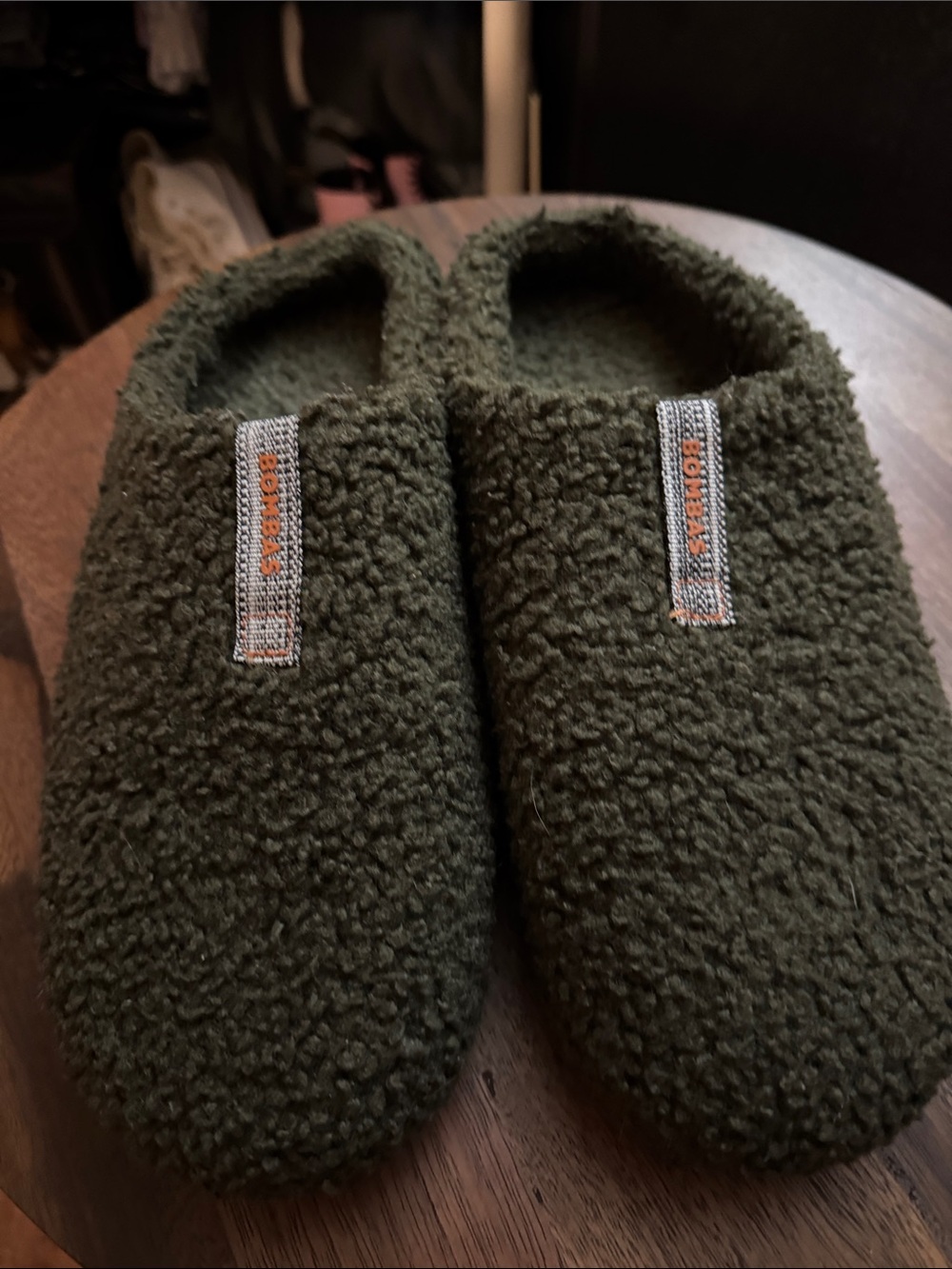 Bombas Olive Green Sherpa Slip-On Slippers for Men